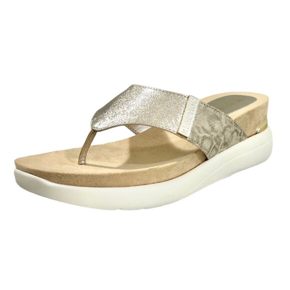 KENNETH COLE REACTION BLAIRE Women's Slide Thong Toe Wedge Heel Sandals - Picture 2 of 9